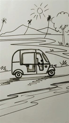 Learn how to draw an auto rickshaw using number 4 – simple & fun! 😍#reels #shortvideo #trending #art