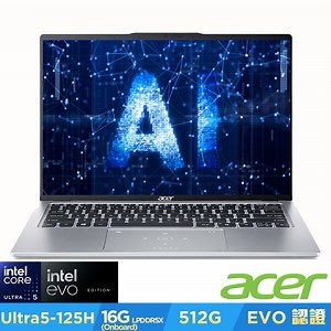 Acer 宏碁 Swift Go SFG14-73-59JD 14吋AI輕薄筆電(Core Ultra 5-125H/16GB/512GB/Win11)｜EVO認證 | Acer Swift3 系列 | Yahoo購物中心