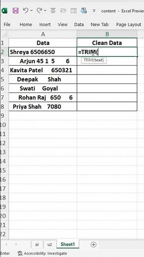 TRIM Function in Excel | Remove Extra Spaces Easily #excel #exceltricks