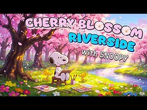 Snoopy Spring Cherry Blossom Riverside 🌸 | Cozy Jazz Ambience for Relaxing & Studying