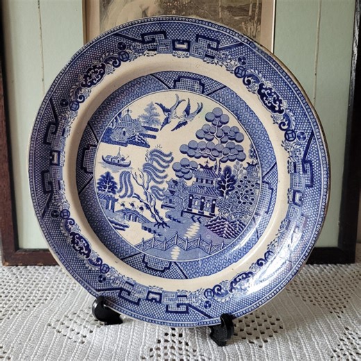 Antique Willow Pattern Plate, Adderley Staffordshire Blue & White Pottery - Etsy