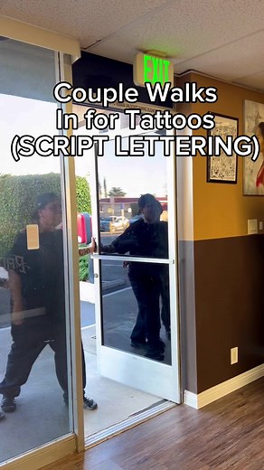 725K views · 12K reactions | A couple that gets tattooed together,Stays together  Script Tattoos for this cool pair Song: “Love me Right” MIA  #Reels #Tattoo #TattooArtist #TattooVlog #TattooStory #CouplesTattoos #TattooSession #TattooShop #NoNumbingCream #TattooNumbingCream #NumbingCream #Viral #ViralVideos #Explore #ExplorePage #Chicano #Funk | Herchell L Carrasco | Facebook