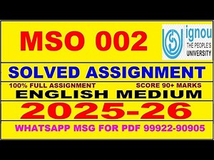 MSO 002 solved assignment 2025-26 in English || mso 002 solved assignment 2026 || mso2 2025-26