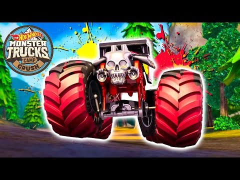 Wild Paint Brawl at Camp Crush! 🎨 🖌️ - Monster Truck Videos for Kids | Hot Wheels