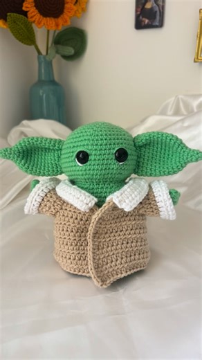 Sim_run | Crochet and Art on Instagram: "This crochet Yoda took time, patience, and so much love🥺 Created slowly, thoughtfully, and with my whole heart 🧶💚 #crochetyoda #yoda #yodababy Amigurumi. Crochettoy. Yoda crochet. Cozycrafts. Yoda. Yoda baby. Creative process. Handmade. Handmade with love"