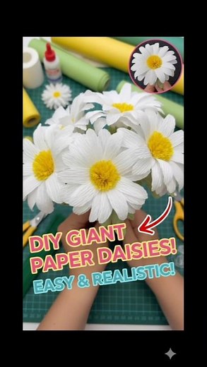 DIY Crepe Paper Daisies! Easy & Realistic Crepe Paper Flowers Tutorial #crepeflowers #crepepaper