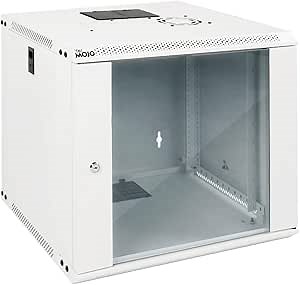 Tecmojo 9U Wall Mount Rack Network Cabinet for 19" IT Equipment,with Lockable Glass Door and Side Panels,Cooling Fan,17.7inch Depth,White,Computer/Electronics Equipment Data Rack