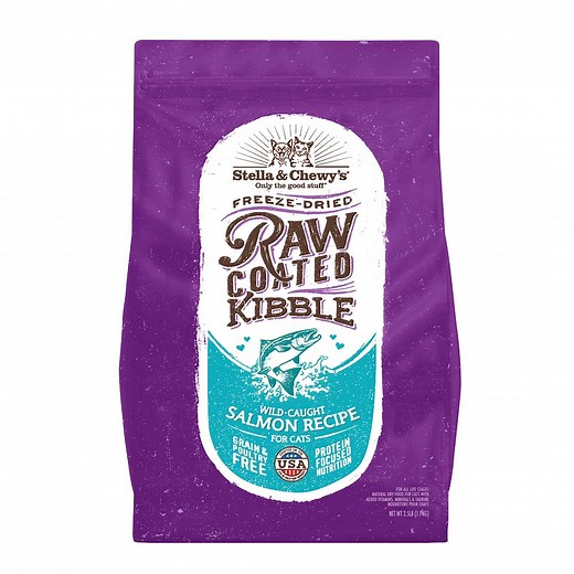 Raw Coated Cat Kibble: Wild-Caught Salmon Recipe - Grain Free, Poultry Free Dry Cat Food Made in the USA