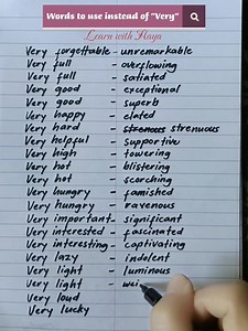 12K views · 461 reactions | Words to use instead of "Very" #learnwithhaya #vocabulary #englishwords #englishlearning | Learn with Haya | Facebook