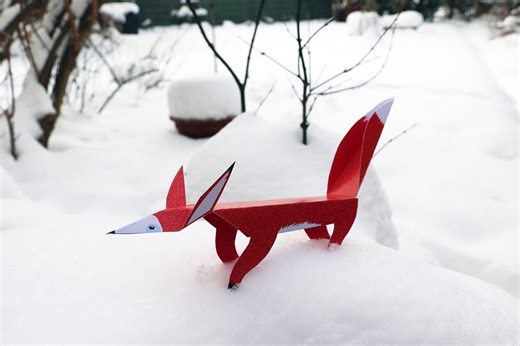 Renard 3D à faire soi-même, modèle en papier imprimé recto-verso aux couleurs de l'origami, jouet en papier, personnage d'animal de la forêt à bricoler pour enfants, atelier pour la maternelle - Etsy France