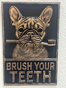 French Bulldog "brush Your Teeth" 3D Wall Plaque - Dog Bathroom Decor - Etsy