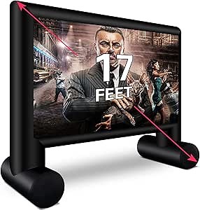 17 Feet Inflatable Movie Screen Outdoor Blow Up Projector Screen - Front/Rear Projection Screen for Outdoor Backyard Pool Fun