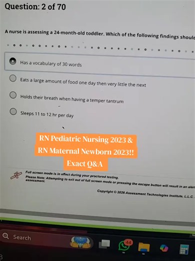 RN Pediatric Exam 2023. WhatsApp me on 18303753555 to get the full study guide. #proctoredexam #ati #fypシ #proctoredexamhelp #nursing #nursingstudent #pediatricnurse #pediatric #rn #medicalsurgicalnurse