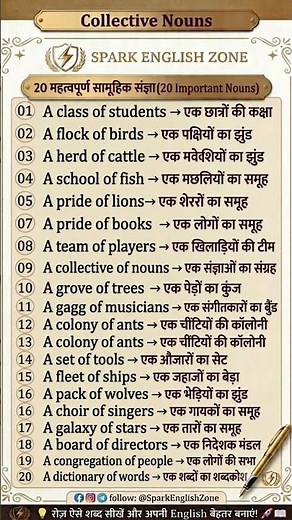 Collective Noun🤷🥰 learn about collective nouns #english #grammar #spokenenglish #education #nouns