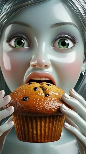 Glass Girl ASMR 🧁 | Muffin Eating Sounds | Soft Chewing & Relaxing Eating Sound #ai #asmr #art