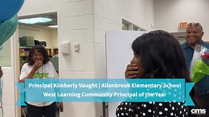 Allenbrook Elementary School celebrates Principal Kimberly Vaught as she has been named the CMS West Learning Community Principal of the Year! Her proud mother was able to celebrate her birthday during the special announcement which made the day even more memorable. “This is not my honor. This is an honor that reflects the awesome school community that I’m blessed to lead, love and serve.” #CelebratingGreatness #CMSpoy | Charlotte-Mecklenburg Schools