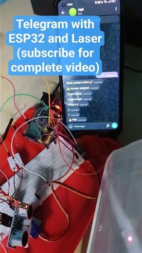 Esp32 with Laser and Ultrasound connect with Telegram Bot for Security notification system