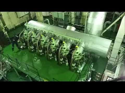 Wärtsilä-Sulzer RTA58T-B marine engine. Starting procedure. Пуск главного двигателя.