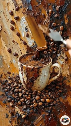 119K views · 1.4K reactions | Coffee beans 齃☕ and coffee painting in Acrylic texture paste️ #fbreelsfypシ゚viralシ #reelsviralシfb #reelsfypシ #fbyシvideo #fblifestyle #AcrylicPainting #ArtisticExpression #CreativeJourney #ColorfulArt #AcrylicArt #PaintingInspiration #ArtCommunity #DIYArt #ArtTherapy #ModernArt | Color Palette | Facebook