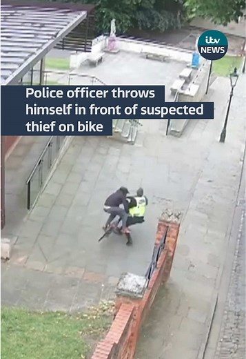 Lincolnshire Police has released CCTV of an officer stopping a thief on his getaway after they received reports of money being stolen from a man with learning difficulties on Lincoln High Street. A 39-year-old man has been arrested. #policefootage