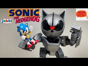 LIGHT UP! Jakks Pacific Giant Mecha Sonic vs Sonic the Hedgehog Action Figure Review Robot Metal Fun