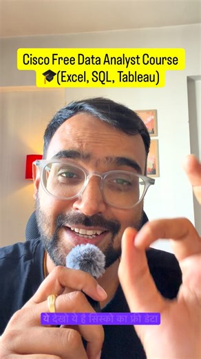 Shivam Shrivastav on Instagram: "Data Analyst banna hai? Wo bhi FREE mein? 🤩💸 Market mein log Data Analytics sikhane ke ₹6,000 se ₹10,000 tak charge karte hain. 🛑 Par Cisco Networking Academy yahi cheez bilkul FREE de raha hai! Course: Data Analytics Essentials 🌐 Why this course is 10/10? 🏆 ✅ Complete Package: Sirf theory nahi, isme Excel, SQL, aur Tableau teeno sikhaye gaye hain. 📊 ✅ Cost: ₹0 (Free Forever). ✅ Resume Booster: Complete karne par Ci