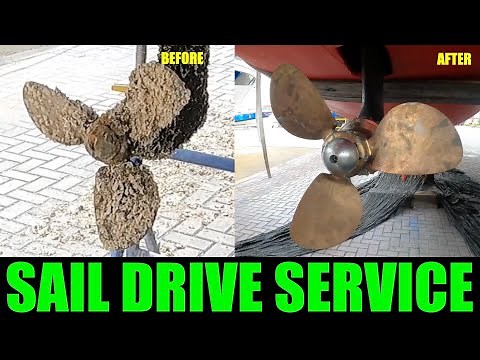 254: COMPLETE YANMAR SD60 Sail Drive MAINTENANCE- Seal, Painting, Flexofold Props & Rope Cutters