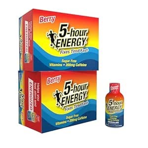 5-hour ENERGY BERRY Flavor, 24 Count, 1.93 Fl Oz Energy Shot, Regular Strength, Amino Acids, B Vitamins, Sugar Free and Zero Calories