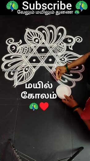 அம்சமான மயில் கோலம்🦚♥️ #peacockkolam #mayilkolam #starkolam #muggulu #shorts #easykolam#viral #song