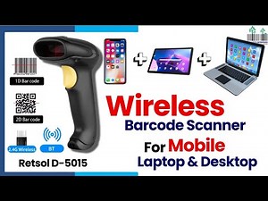 Wireless Bluetooth Barcode Scanner Retsol D5015 How to use For Laptop Desktop Tab/Mobile 1D, QR Code