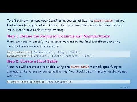 Reshaping a Pandas DataFrame with Duplicate Values