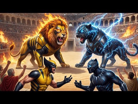 Black Panther vs Wolverine Lion | Ultimate Stadium Battle 🔥⚡#BlackPanther#Wolverine#LionVsPanther