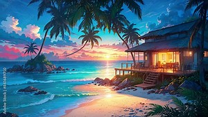 4K looping video depicts a vibrant cityscape at night, with neon lights, bustling streets, and towering skyscrapers. It captures the dynamic energy of urban life.