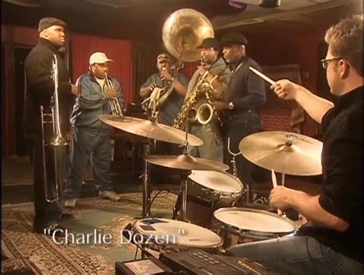 Stanton Moore on Instagram: "This clip is from my 2005 DVD Take it to the Street. Featuring the Dirty Dozen with @kirk_sousaphunk on Sousaphone, @rogerlewis993 on baritone sax, Kevin Harris on tenor sax, Efram Towns on trumpet, and a young @funkybigsam on trombone!!!論"