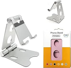 Wireless City Cell Phone Stand, Fully Adjustable Foldable Desktop Phone Holder Stand, Aluminum Anti-Slip Desk Phone Stand, Hands-Free Convenience, Compatible with All Mobile Phone/iPad/Tablet