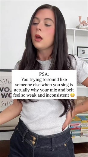 Mary Margaret | Voice & Confidence Coach on Instagram: "Baby girl, you think trying to sound like her will make you sound better… But it’s actually why your mix and belt feel weak, inconsistent, and why you never quite sound the way you want to. When you talk, your voice already knows how to work. It’s easy. It’s natural. It’s you. Singing is just your real voice held longer, stretched higher, and made stronger. But when you put on a fake voice, copying someone else’s tone or style, your voice g