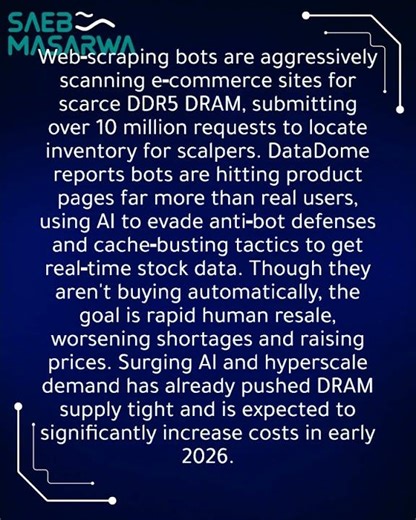 Scalpers use bots to grab limited DRAM supplies amid ongoing memory shortages. (77 chars)