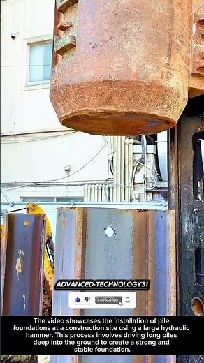 Pile Driving Process Using a Powerful Hydraulic Hammer !! #innovation #tool #construction