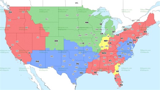 Colts vs Jaguars TV coverage map in NFL Week 18