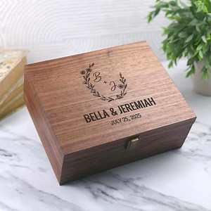 Wood Storage Box | Wedding Keepsake Box | Bridal Shower Gift | Anniversary Gift | Personalized Walnut Memory Box - Etsy