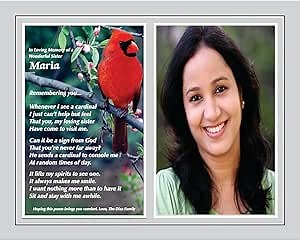 Amazon.com: Sympathy Gift for Loss of Sister, Cardinal Memorial Poem to Comfort, Personalized with Her Name and Photo: Posters & Prints