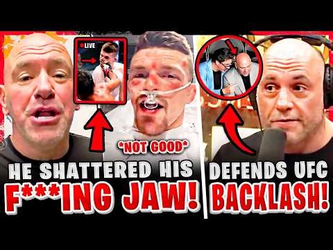 BROKEN JAW on UFC MAIN CARD FIGHT + REACTION! Joe Rogan DEFENDS Dana White for BACKLASH! Khamzat
