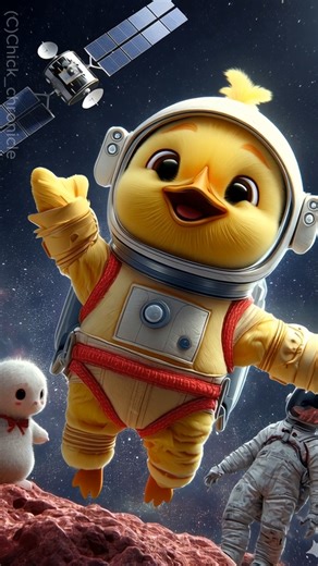 Chick in Space! 🐥🚀 Let’s Travel with a Cute Alien! 👽✨ #anime #cartoon #FunnyAnimalShorts #viral