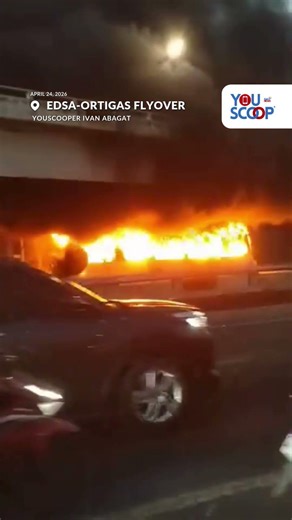 Nasusunog na bus sa EDSA-Ortigas Flyover, nakuhanan | YouScoop+
