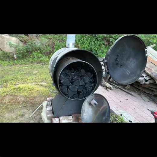 Retort Kiln making some charcoal