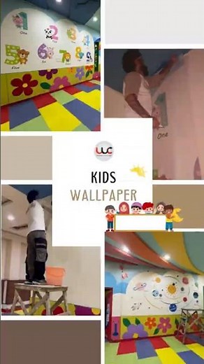 Bright & colorful kids wallpaper installation 🎨✨ Perfect for schools, play areas & learning fun!