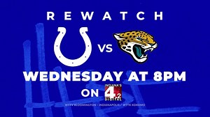 Indianapolis Colts games will be replaying every Wednesday night for the next four weeks on WTTV's 4.2 digital channel. This week's game against the Jaguars starts at 8 p.m. Listen to our latest Colts Blue Zone podcast for Week 1 analysis and insights: https://bit.ly/35vU9Mm | CBS4 Indy | Facebook