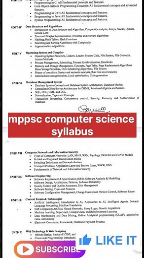 mppsc computer science syllabus|mppsc assistant professor computer science syllabus #mppsc #syllabus