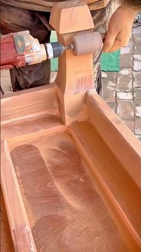 Wood polishing process using a power drill for a smooth and refined surface