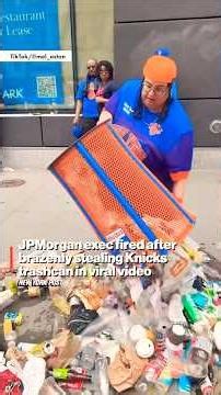 JPMorgan Exec FIRED After Brazenly Stealing Knicks Trash Can in Viral Video #shorts #news #trending